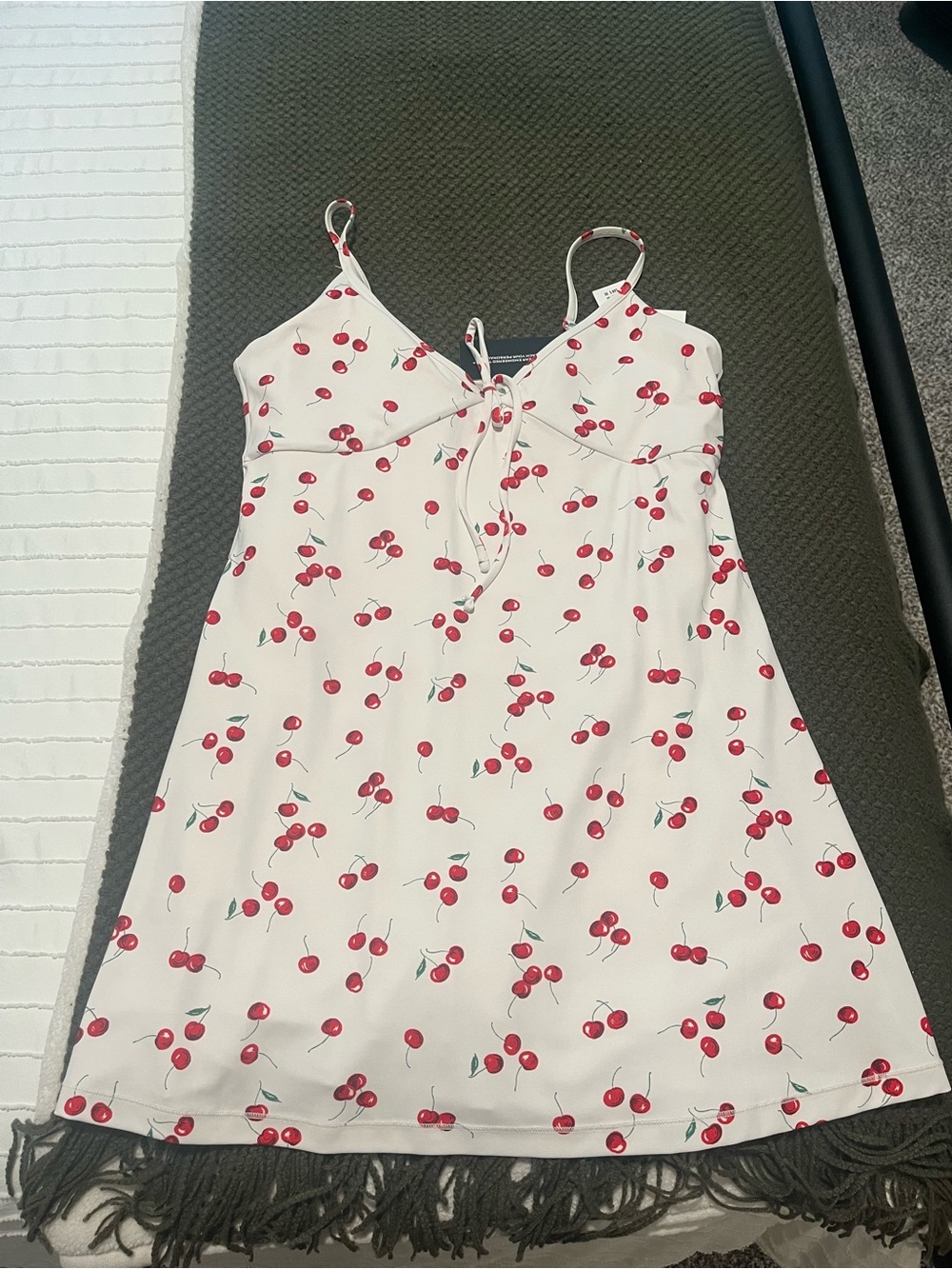Abercrombie & Fitch White Mini Dress with Red Cherry Print